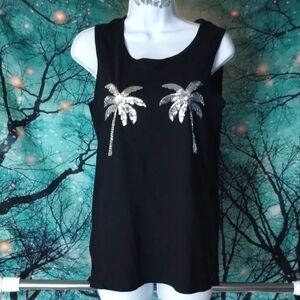 VS Pink Sequin Palm Tree Shirt